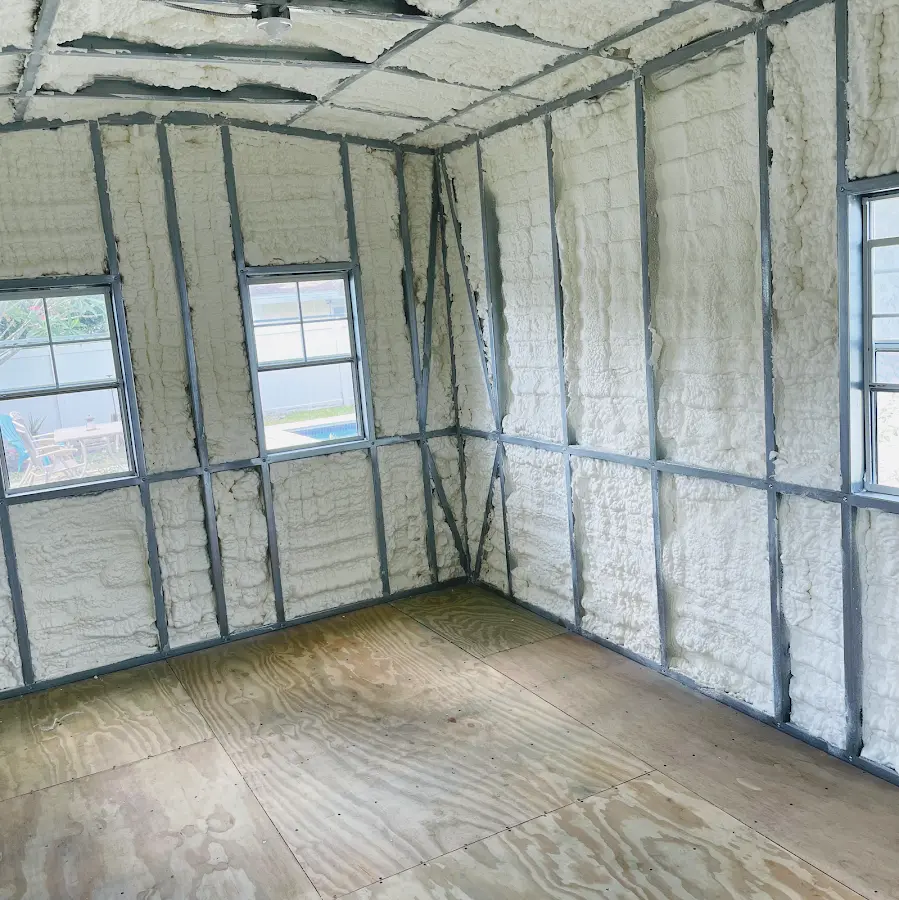 Closed-cell spray foam insulation applied to wall cavities in a residential project in Rostraver